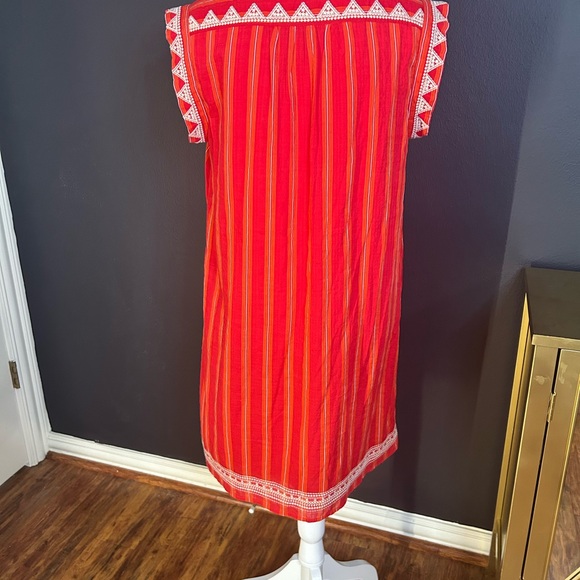 THML Red Striped Embroidered Bohemian Dashiki Style Dress - Picture 3 of 4